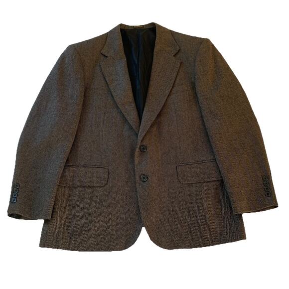 Oscar de la Renta Men’s Brown Herringbone Sport Coat Suit Jacket Blazer Sz 42S - Picture 2 of 13